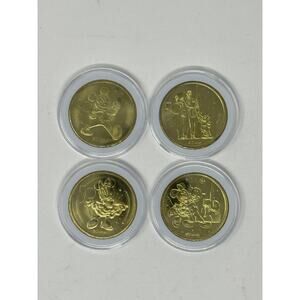 DISNEY 50th Anniversary Gold Medallion Coin Mickey and Minnie Set of 4